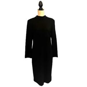 Karl Lagerfeld Rare Vintage Luxury Designer Wool Black Midi Column Dress 42 (8)